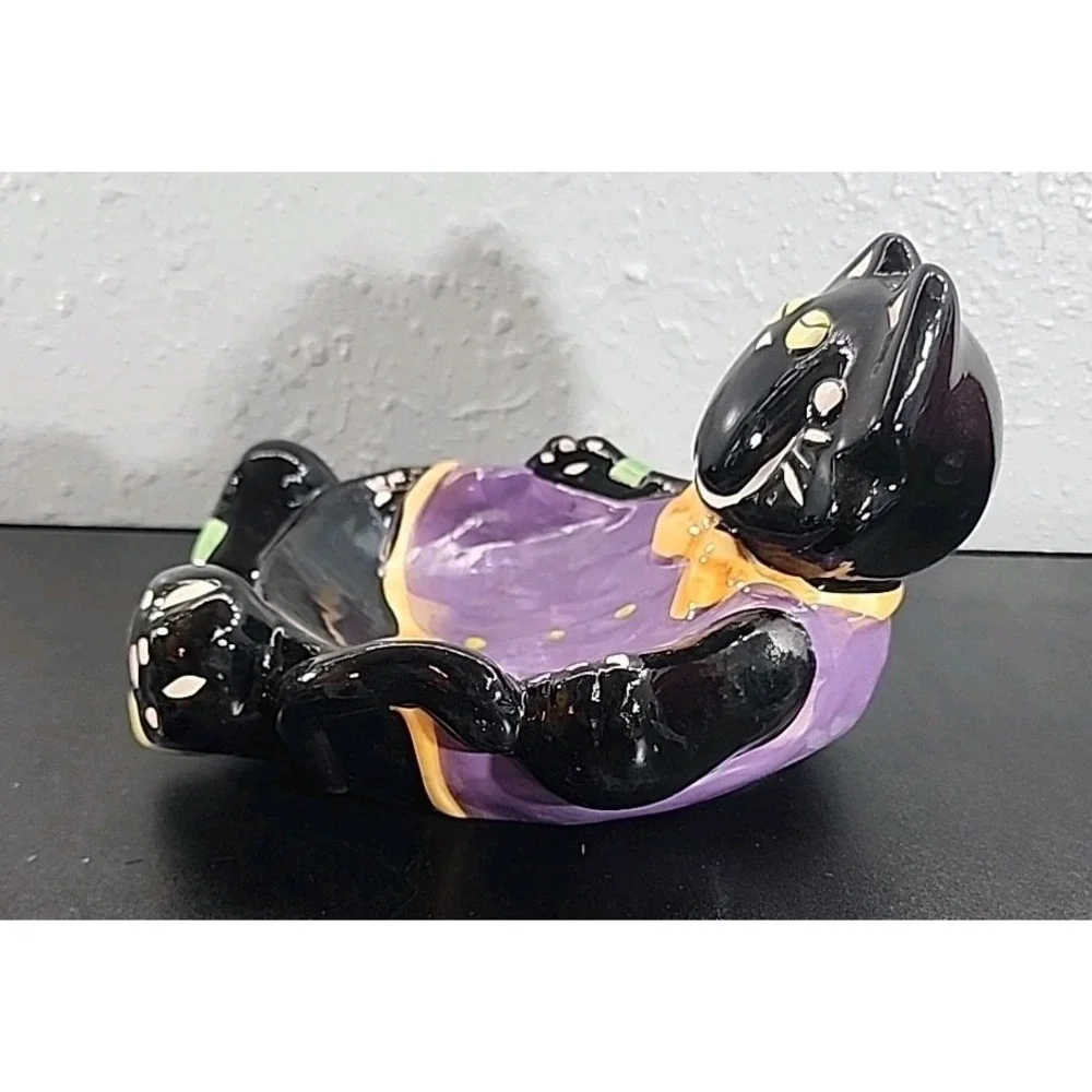 Black Cat Candy Dish Halloween Decor 5